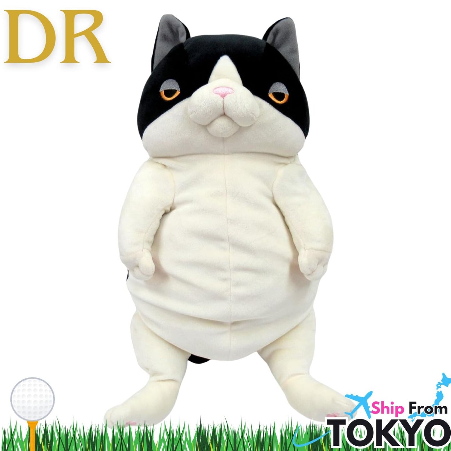 HACHIWARE Cat Black Color Plush Golf Driver Headcover – 460cc Compatible – Exclusive from Japan