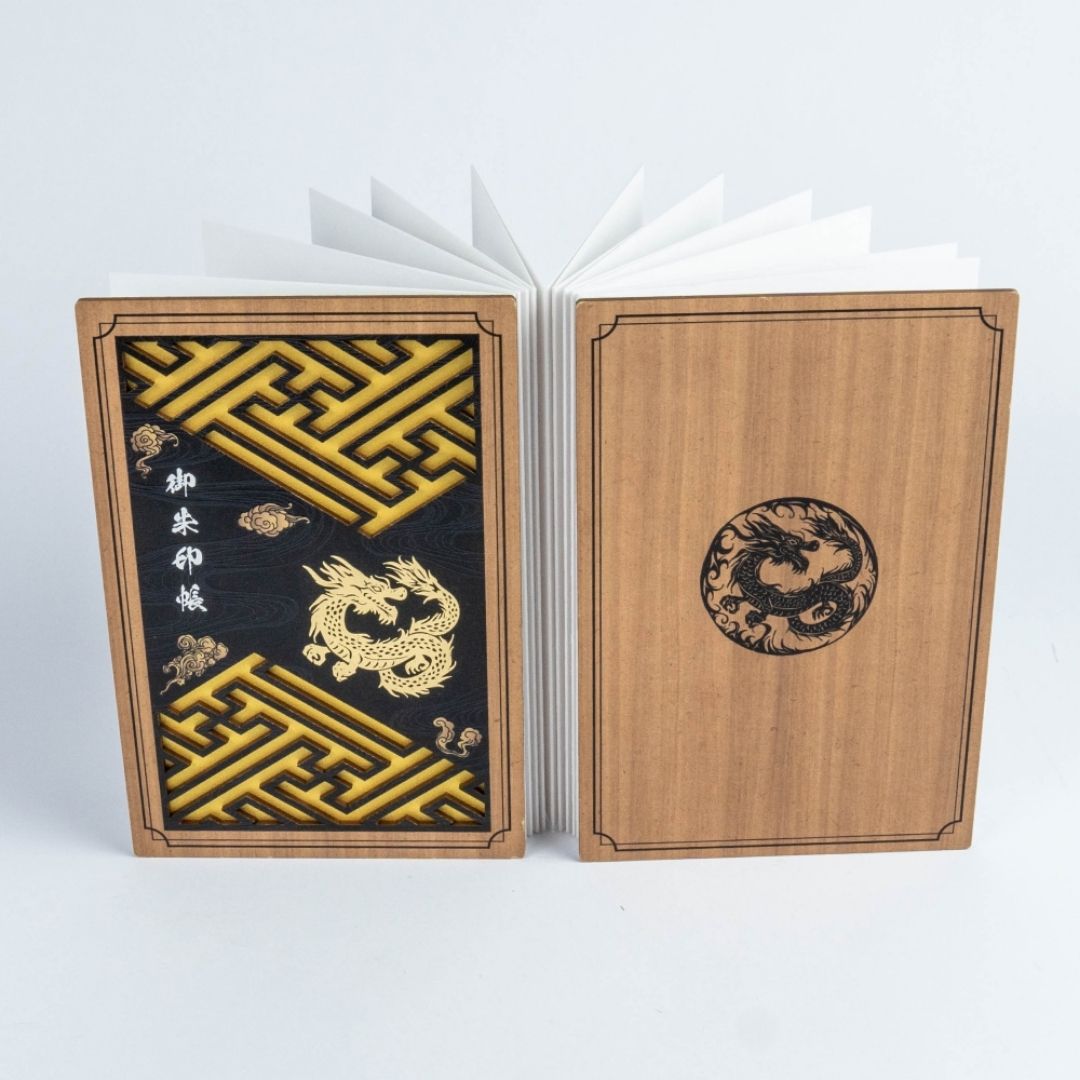 Wooden Cutout Goshuin Art Book – Golden Dragon